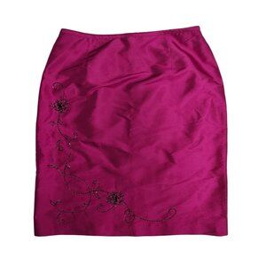 Amanda Smith Women's Fuchsia Silk Pencil Skirt Size 14
